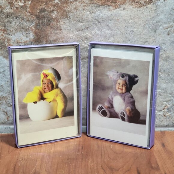 Vintage Tom Arma Note Cards Baby Hatched Chick Baby in Koala Costume 2004 Set of - Picture 3 of 9